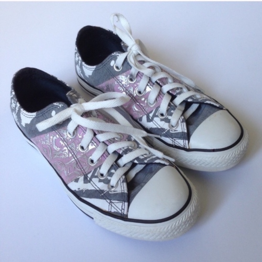 Converse Graffiti Sneakers Pink Silver Gray Sz 7